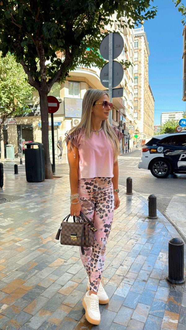 1701 Animal printed top and leggings set KIUT