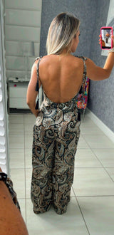 A261 Printed jumpsuit open back