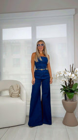 4406 Tube top denim jumpsuit