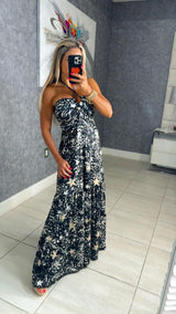 1230 Animal print stars maxi dress