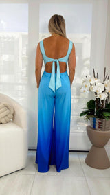 1601 Gradient print tie back jumpsuit