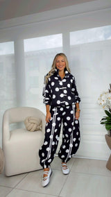 7058 Polka dot jacket and jogger set