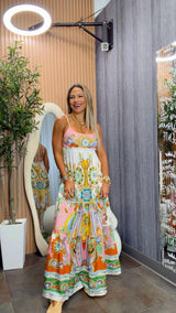 5635 Mandala print maxi dress