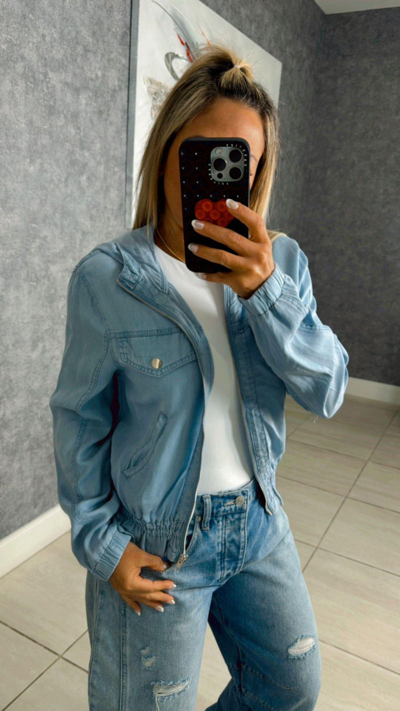 0848 Jacket denim with zipper