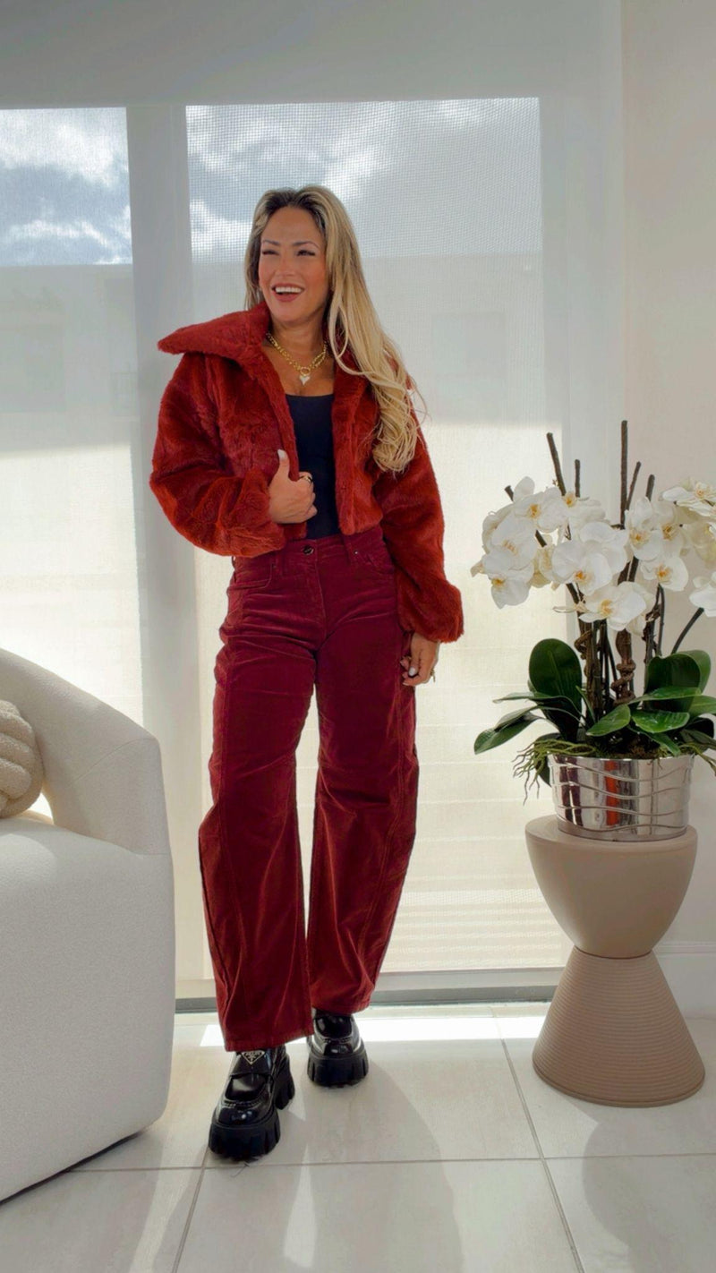 Y500 Bunny cropped faux fur coat jacket