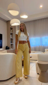 5961 Color stripe barrel pants