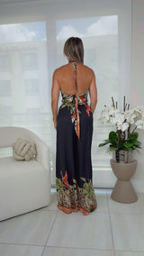 1326 Halter neck top with wide pants set
