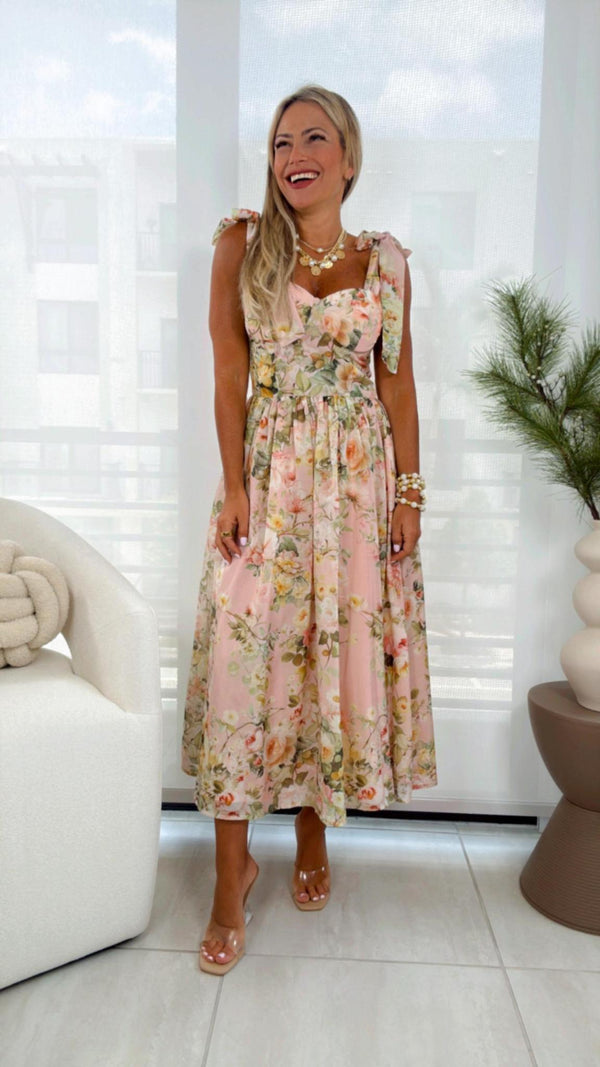 1780 Powder flower midi dress
