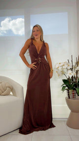 5191 Twist front maxi dress