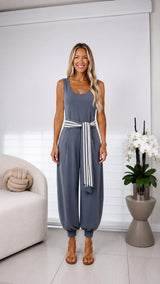 6243 Faux-Sleeve tie jumpsuit