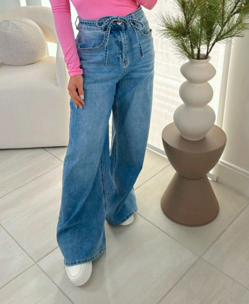 8808 Denim wide leg pants