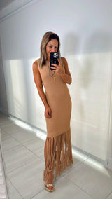 1652 Ribbed dress with fringes