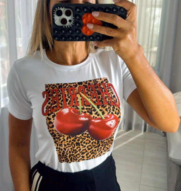 T12 Animal print and cherry t-shirt