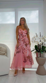 2053 Fall floral midi dress