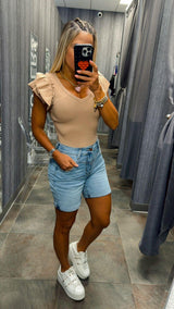 1707 Stretch denim mom short