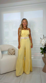 7606 Corset waist jumpsuit with belt