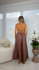 1871 Straight neckline midi dress