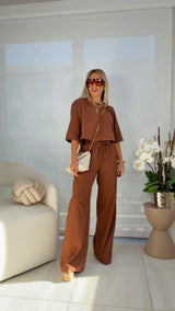 EN16 Linen top and wide leg pants set