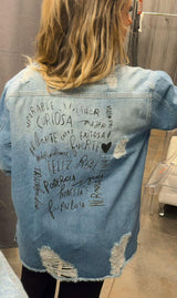 0203  Empowerment print denim shirts