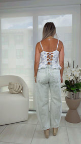 0066 Primaveral print corset top