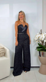 1754 Woven tweed strapless jumpsuit