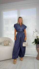 4649 Zip-up top and bubble pants set