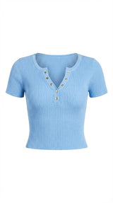 0262 Ribbed short sleeve top