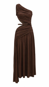 3304 One shoulder drapped maxi dress