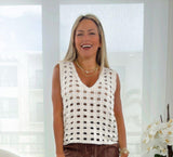 Y917 V-neck crochet top