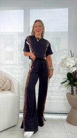 1434 Trim tape top and pants set