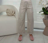1142 High rise crop wide barrel cargo cuffed pants