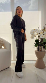 0068 Modal poly satin pullover and pant set