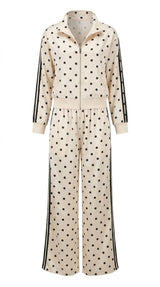 2006 Polka dot satin jacket and pants set