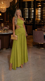 3304 One shoulder drapped maxi dress