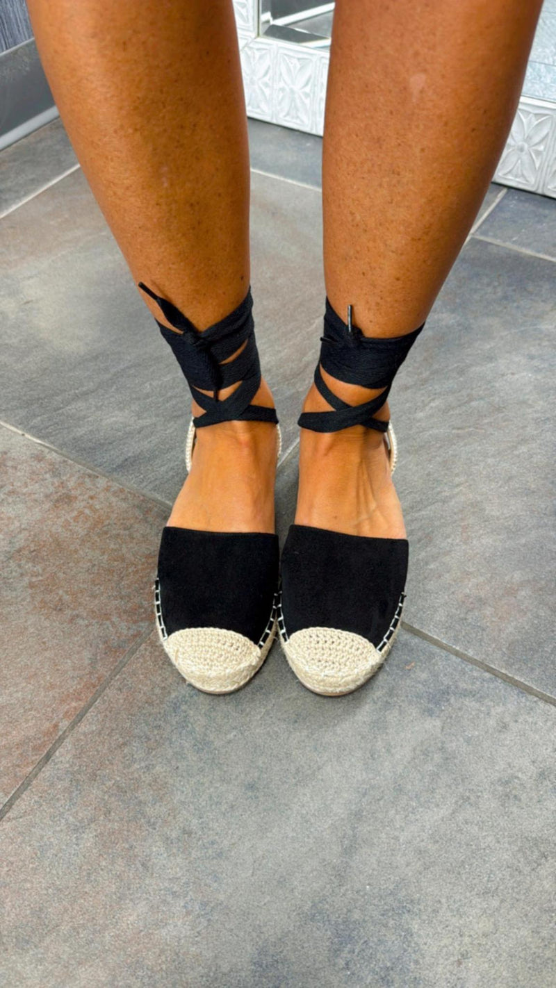I03 Santorini leg wrap suede espadrilles