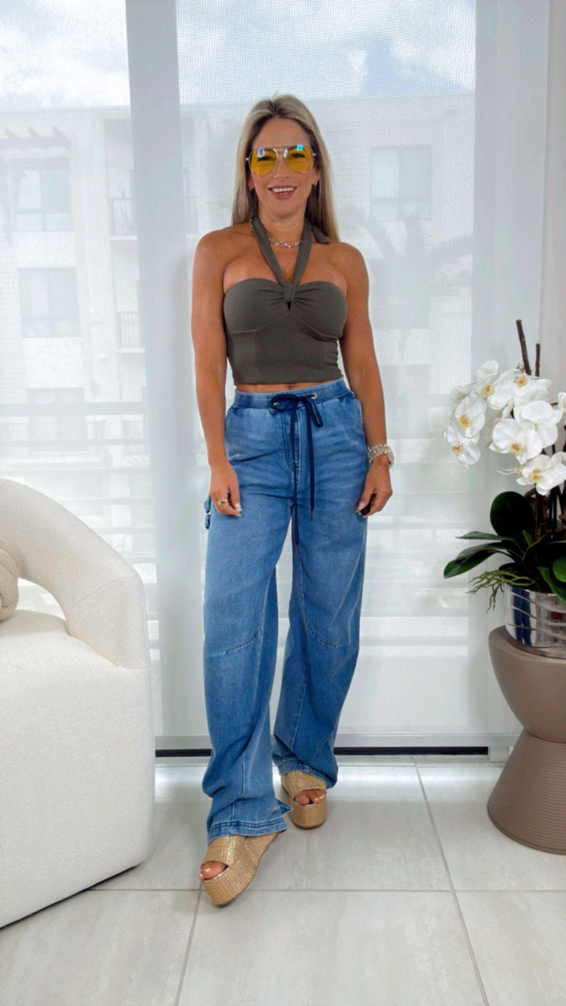 J443 Strapless ribbed crop top