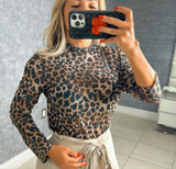 1502 Leopard with long sleeve blouse