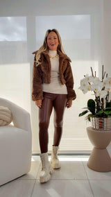 Y500 Bunny cropped faux fur coat jacket