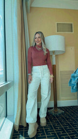 1142 High rise crop wide barrel cargo cuffed pants