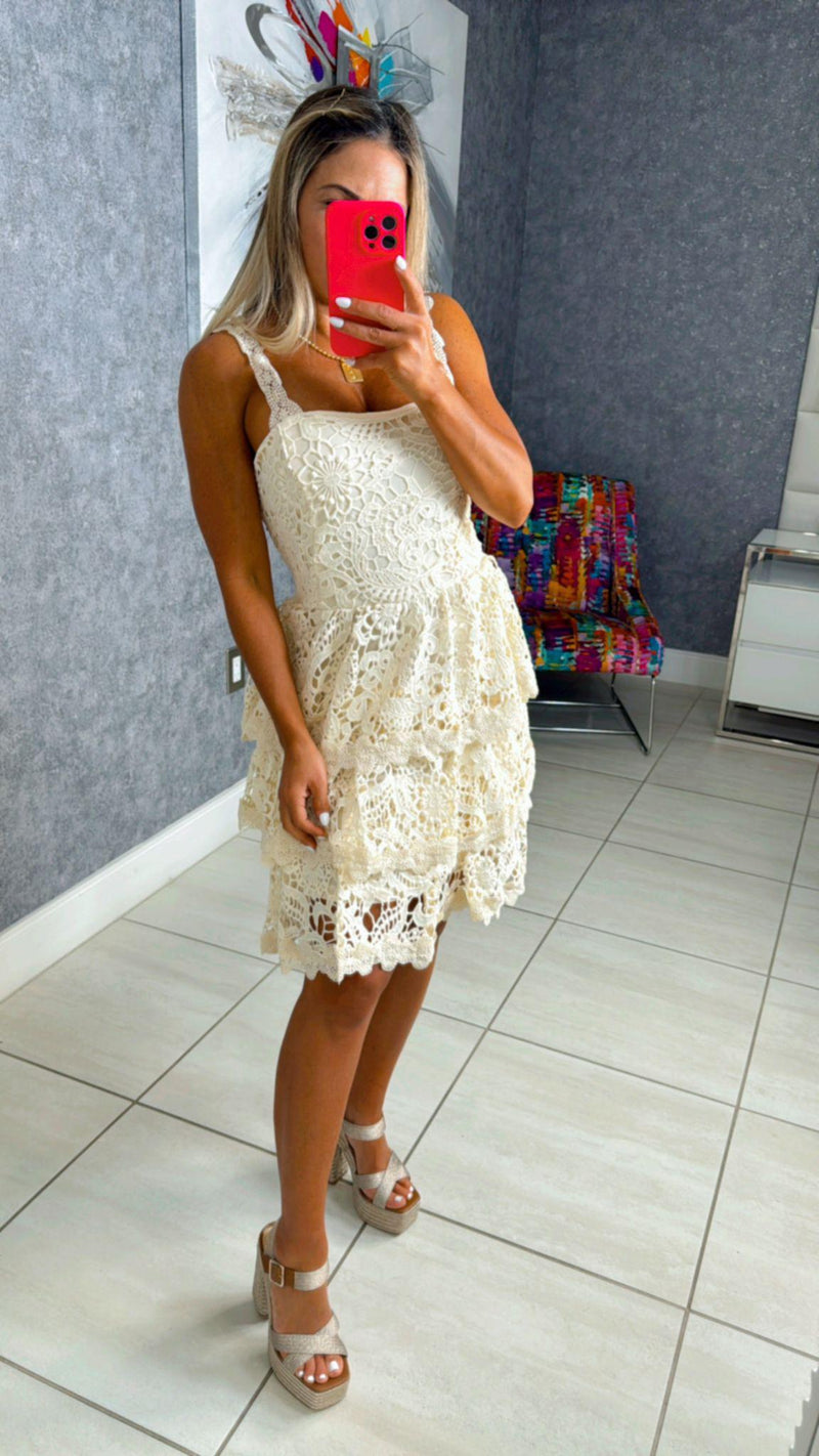 D017 Flared lace mini dress