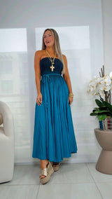 3054 Pleating tube midi dress