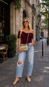 6973 Relaxed fit with drapped detail top