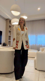 1618 Bold embroidered patchwork blazer