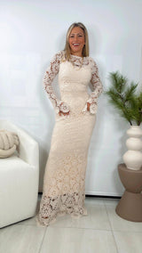 3812 long sleeve crochet maxi dress