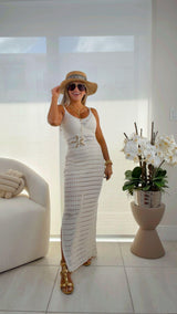 5239 Open back crochet maxi dress