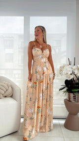 K089 Garden glow printed maxi dress