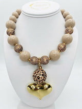 N1279 Candy Heart animal print Necklace