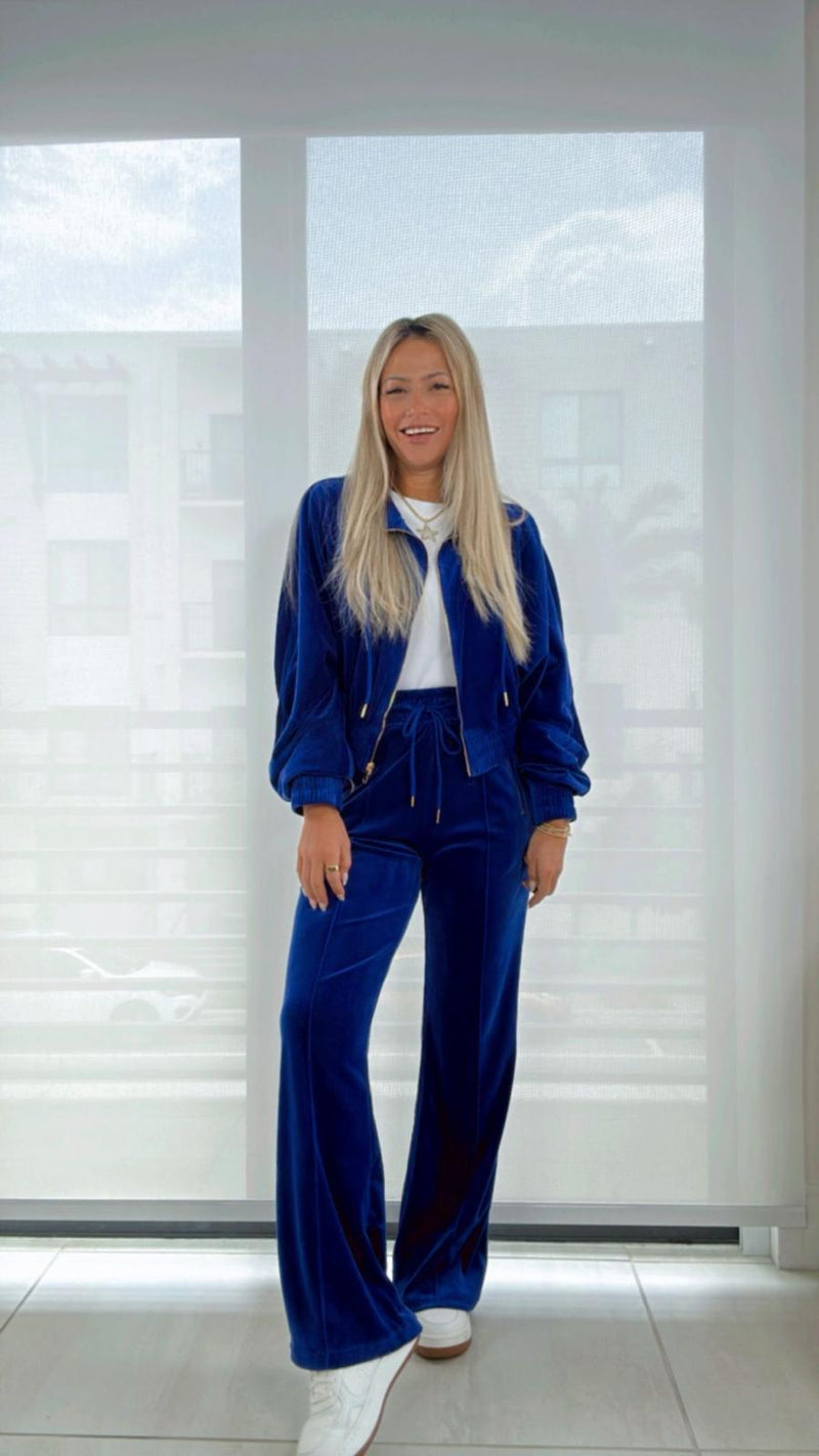 LOR2 Velour funnuel neck jacket and pants set