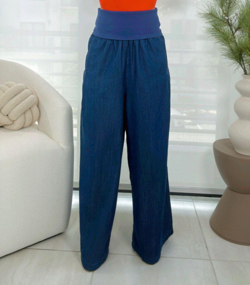 1513 Chambray wide leg pants