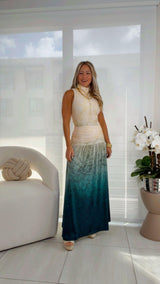 1836 Oval Print Body and maxi skirt set Kiut